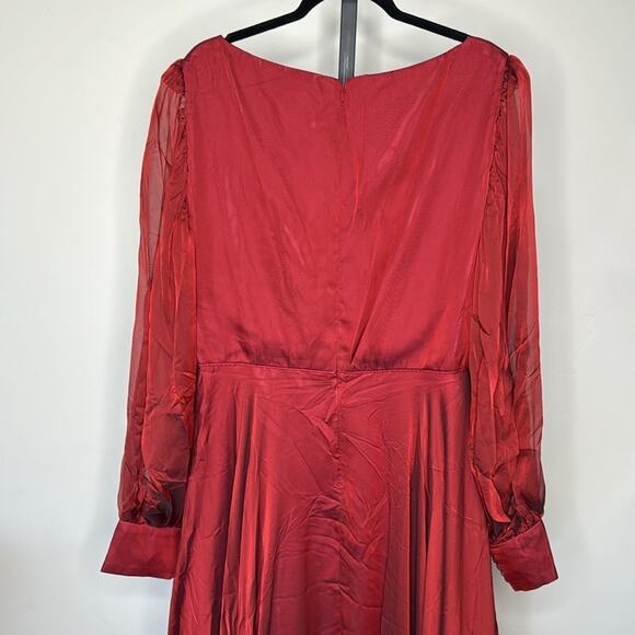 NWOT MAC DUGGAL Garnet A-Line Blouson Sleeve Chiffon Ballgown Dress Women’s - Picture 10 of 15